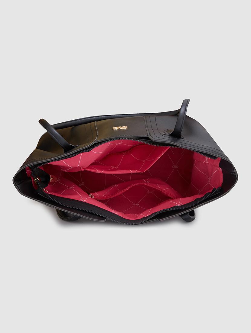 women solid leatherette handbag - 20405891 - Standard Image - 2