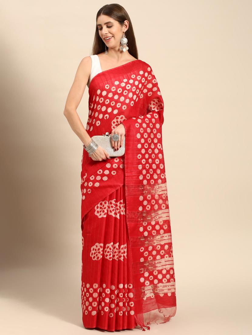 women's bandhani maroon colored saree with blouse - 20405972 -  Zoom Image - 0