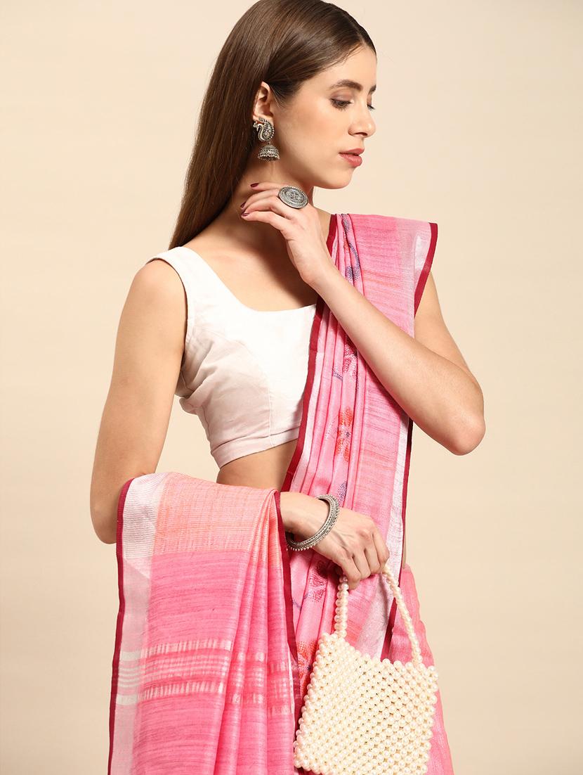 women's self design pink colored saree with blouse - 20405989 - Standard Image - 2