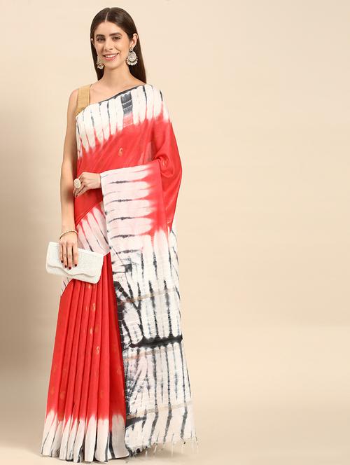 women's tie & dye red colored saree with blouse - 20405990 - Standard Image - 0