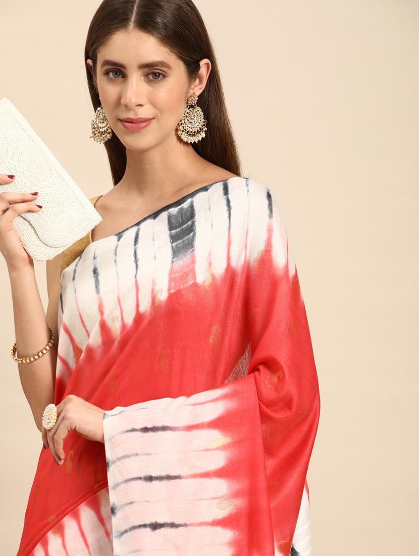 women's tie & dye red colored saree with blouse - 20405990 - Standard Image - 2