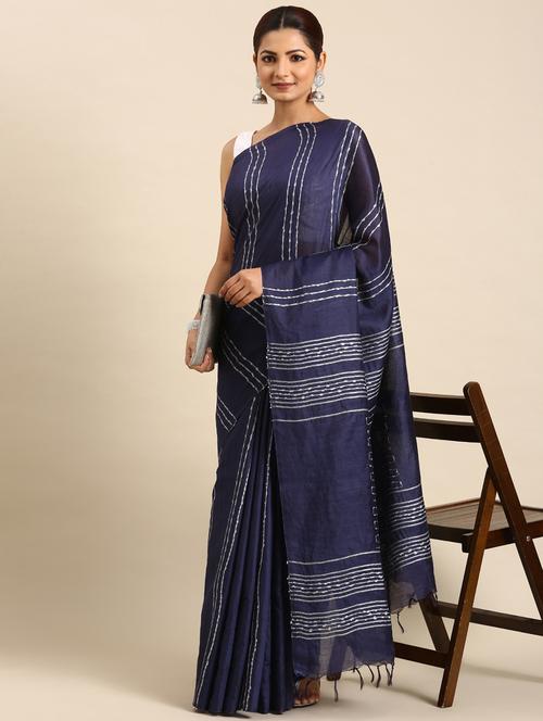 women's self design blue colored saree with blouse - 20406001 - Standard Image - 0
