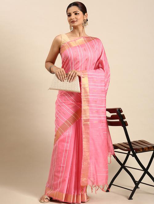 women's self design pink colored saree with blouse - 20406005 - Standard Image - 0