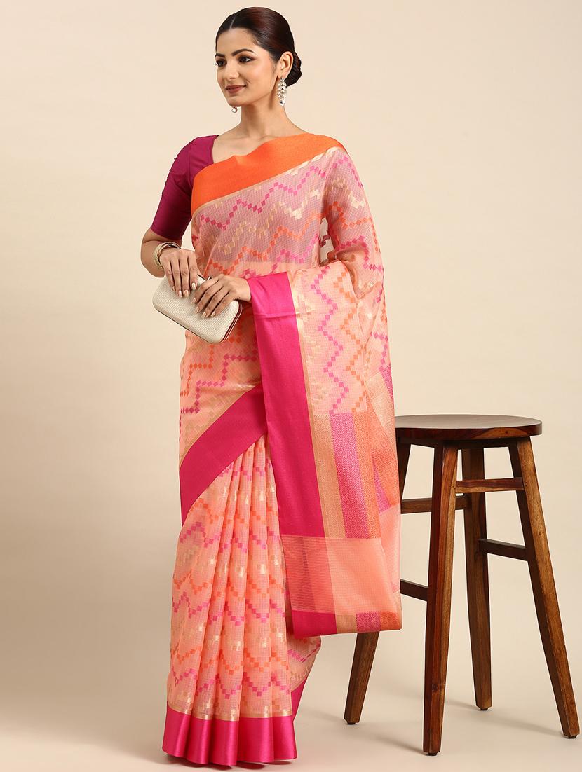 women's bordered royal blue colored saree with blouse - 20406023 - Zoom Image - 0