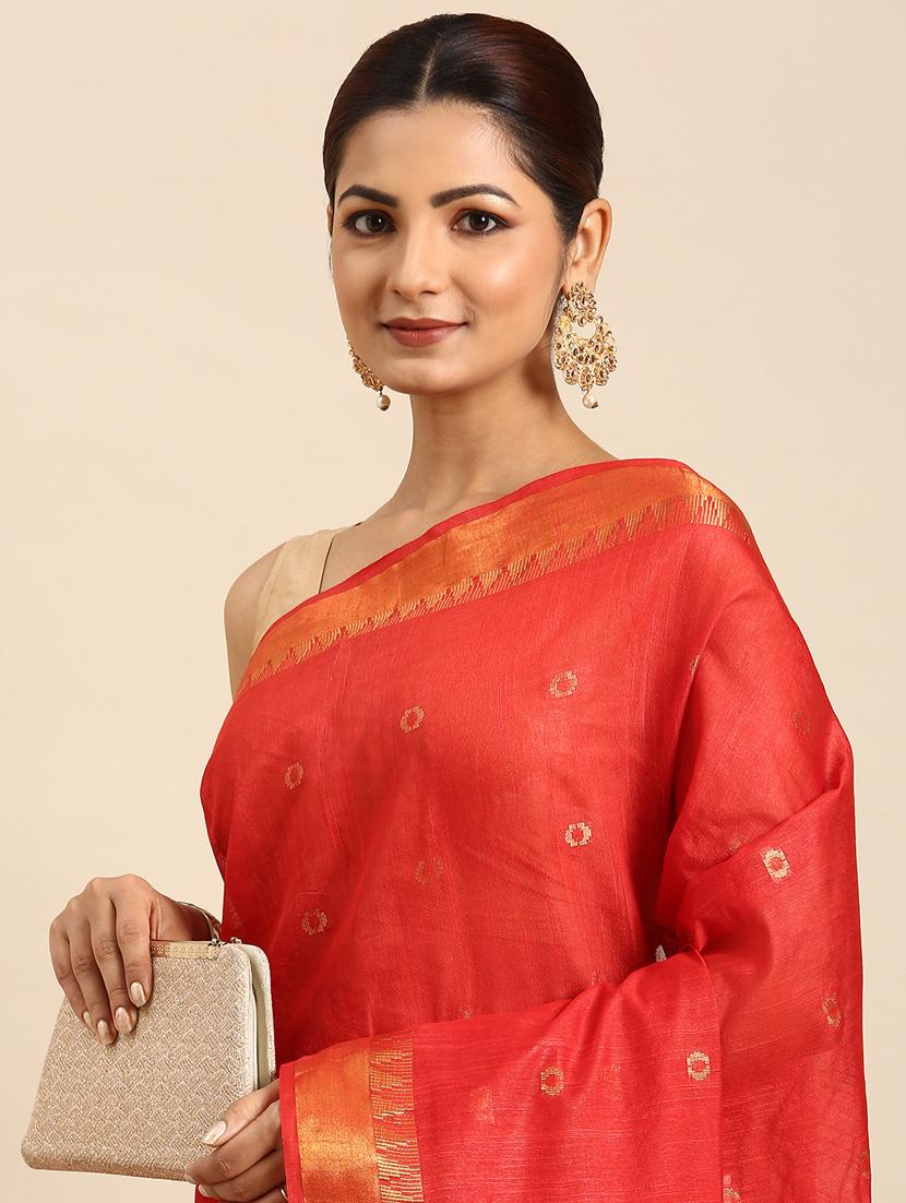women's self design red colored saree with blouse - 20406032 - Standard Image - 2