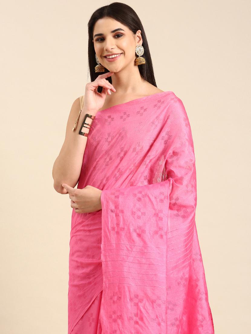 women's self design pink colored saree with blouse - 20406040 - Standard Image - 2