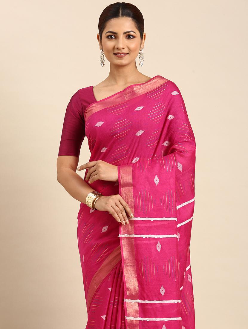 women's ikat pink colored saree with blouse - 20406049 - Standard Image - 2