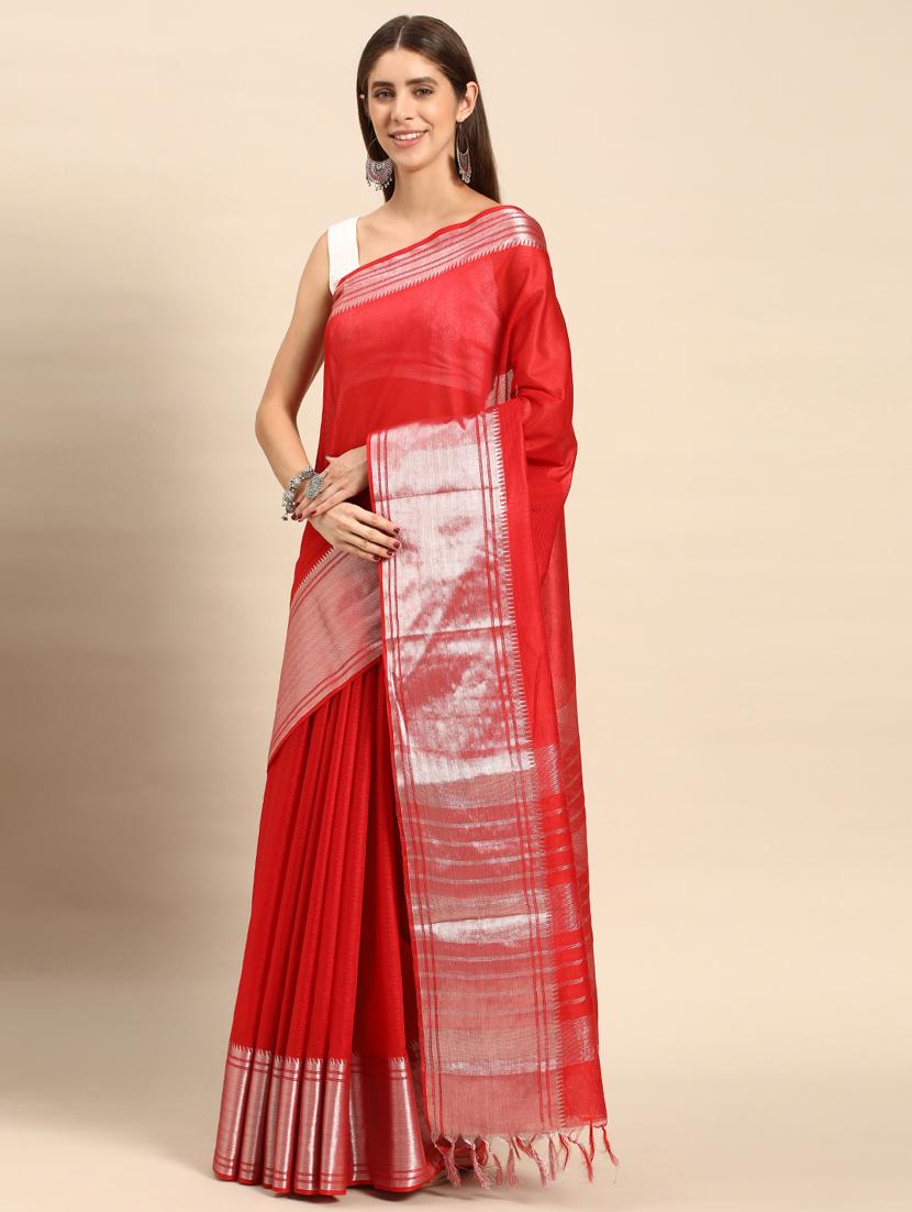 women's self design red colored saree with blouse - 20406150 - Standard Image - 2