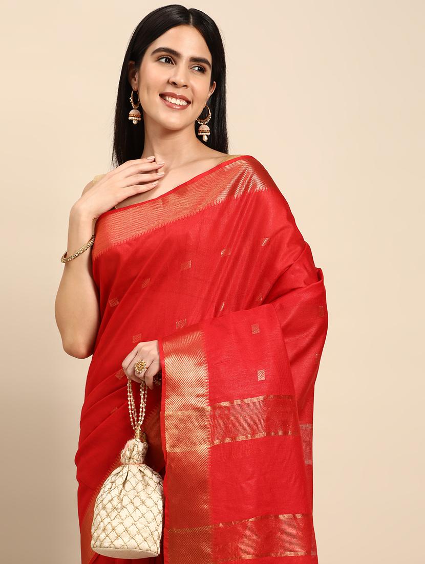women's self design red colored saree with blouse - 20406267 - Standard Image - 2