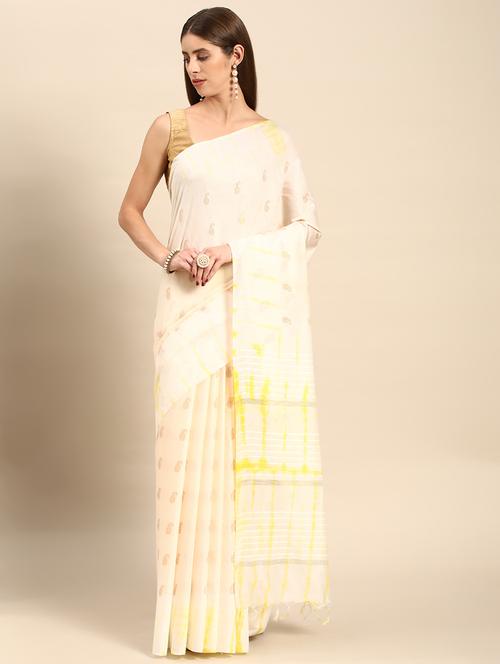 women's self design cream colored saree with blouse - 20406272 - Standard Image - 0