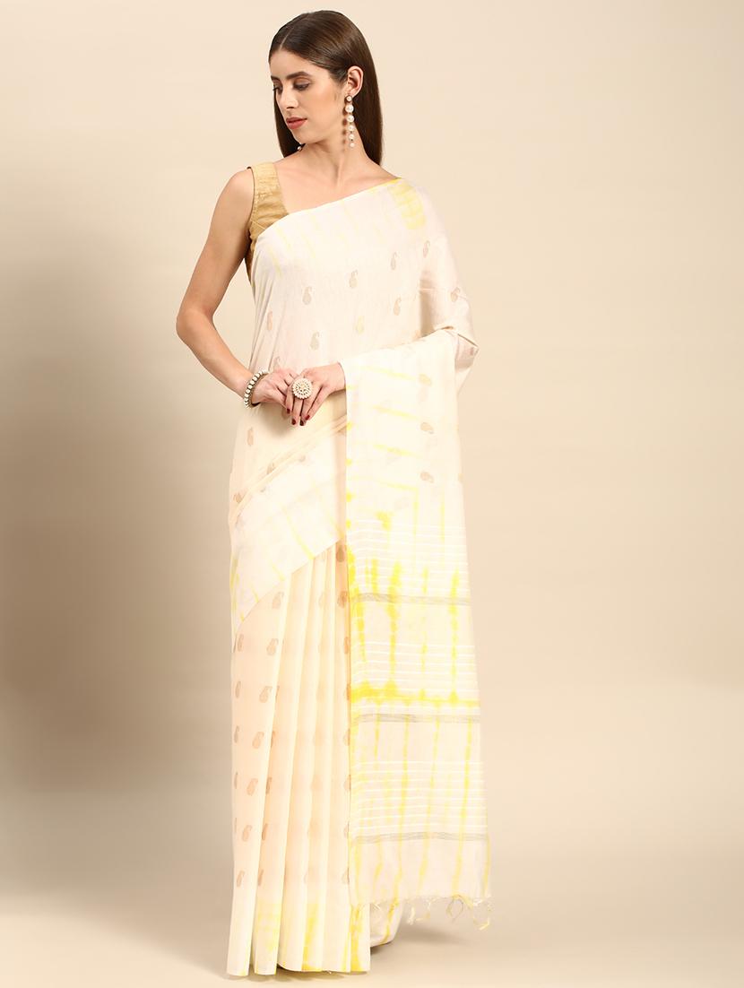 women's self design cream colored saree with blouse - 20406272 - Zoom Image - 0