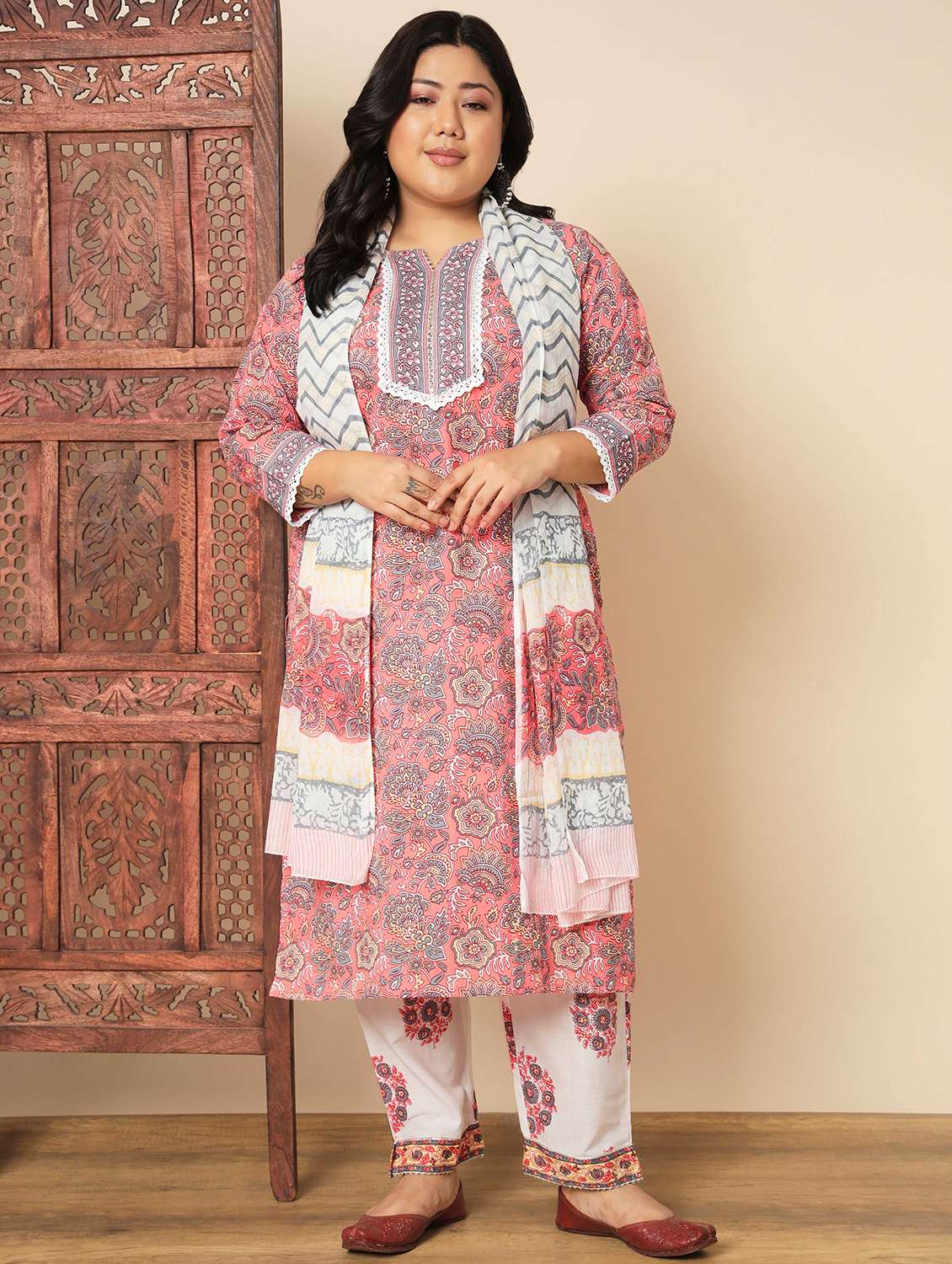 floral kurta pant with dupatta 