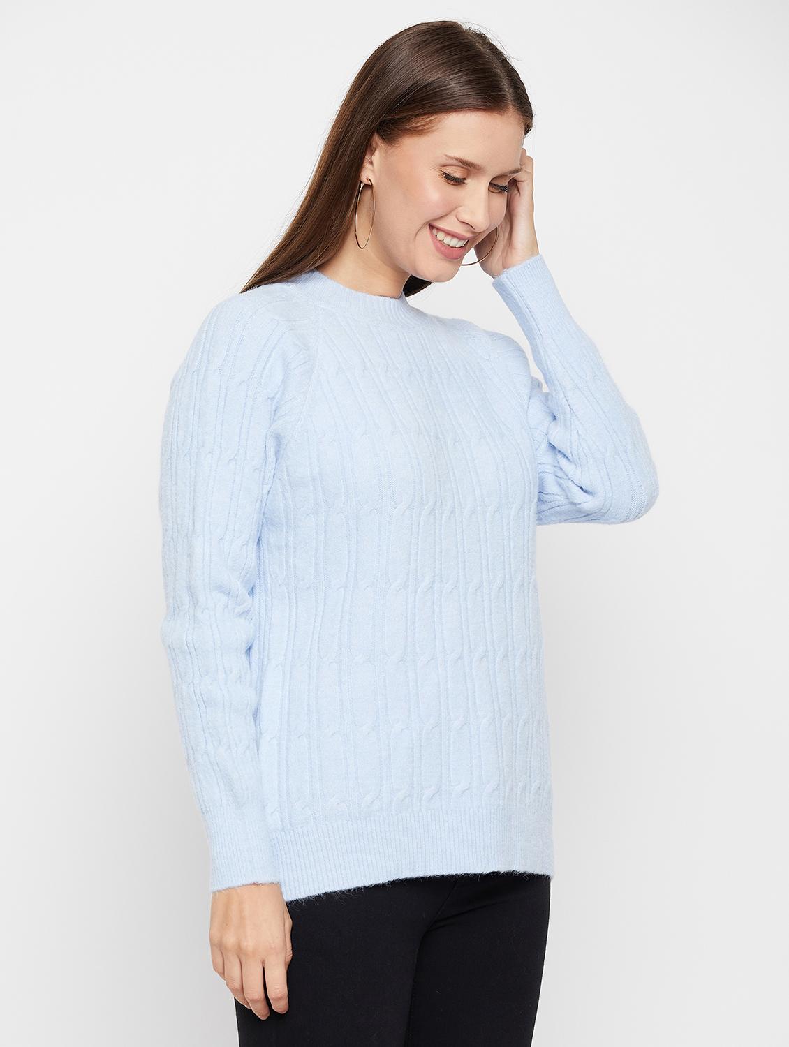 women light blue wool regular pullover - 20409203 - Standard Image - 2