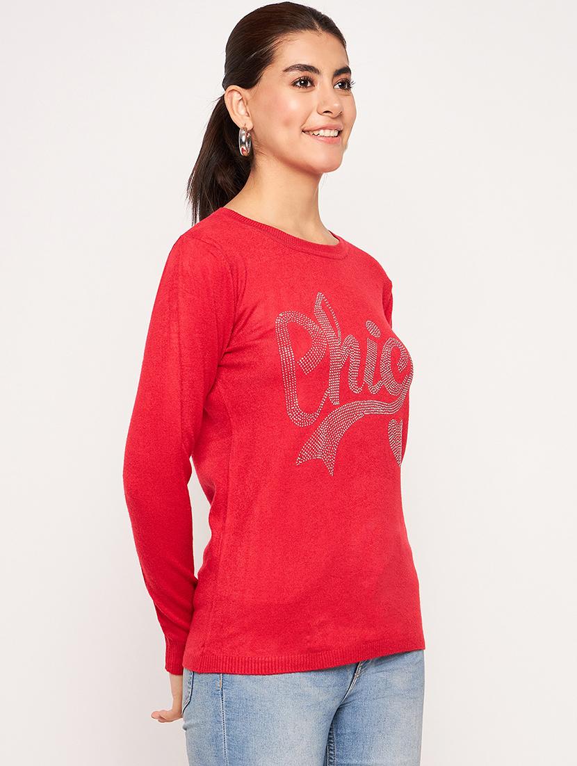 women red wool regular pullover - 20409208 - Standard Image - 2