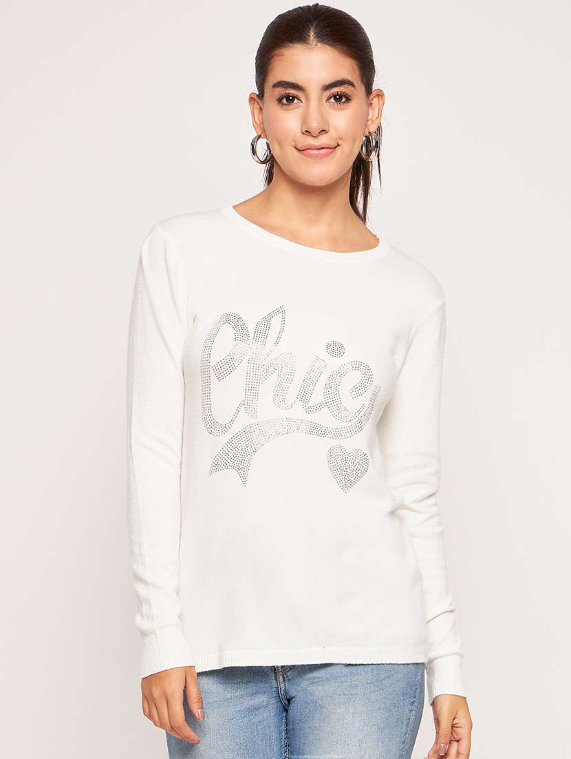 women white wool regular pullover