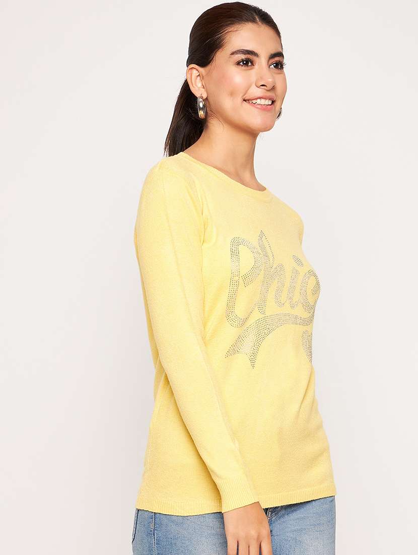 women yellow wool regular pullover - 20409210 -  Standard Image - 2