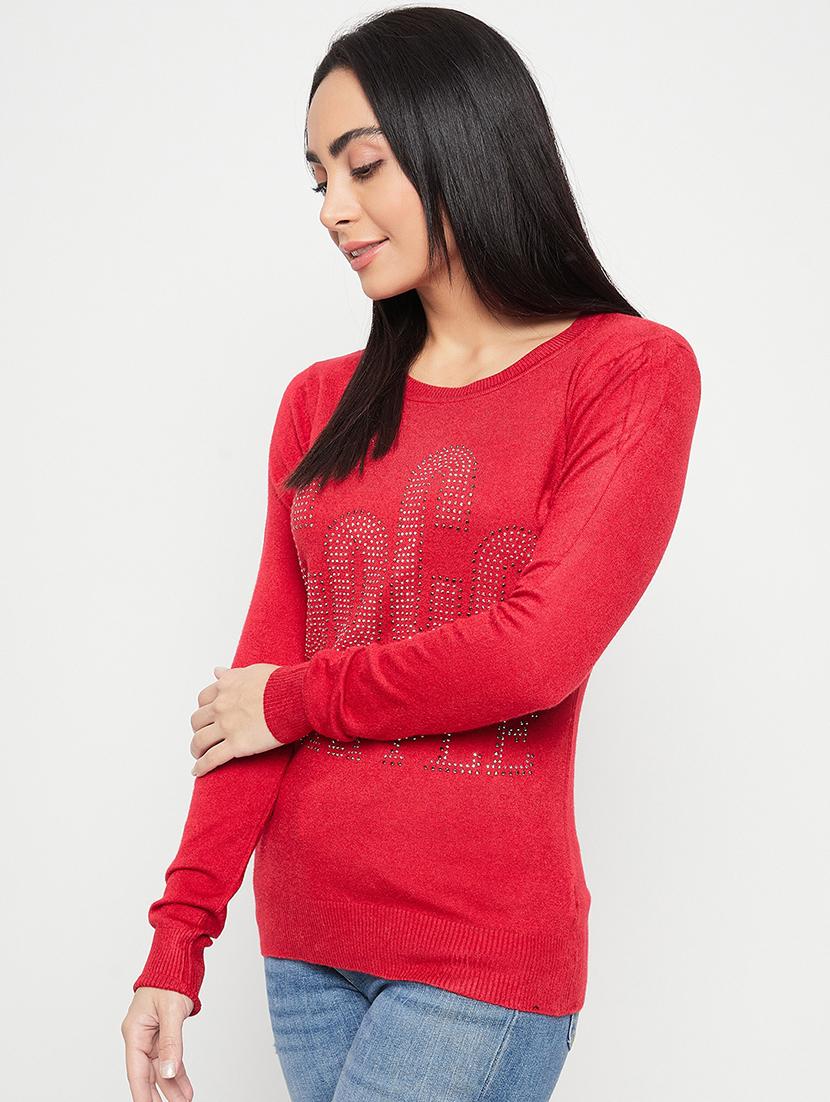women red wool regular pullover - 20409214 - Standard Image - 2