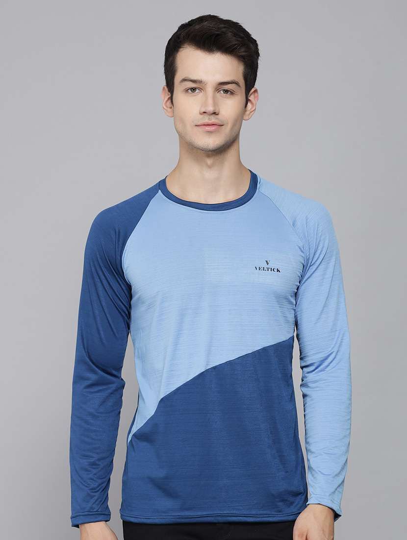 blue color block regular t-shirt