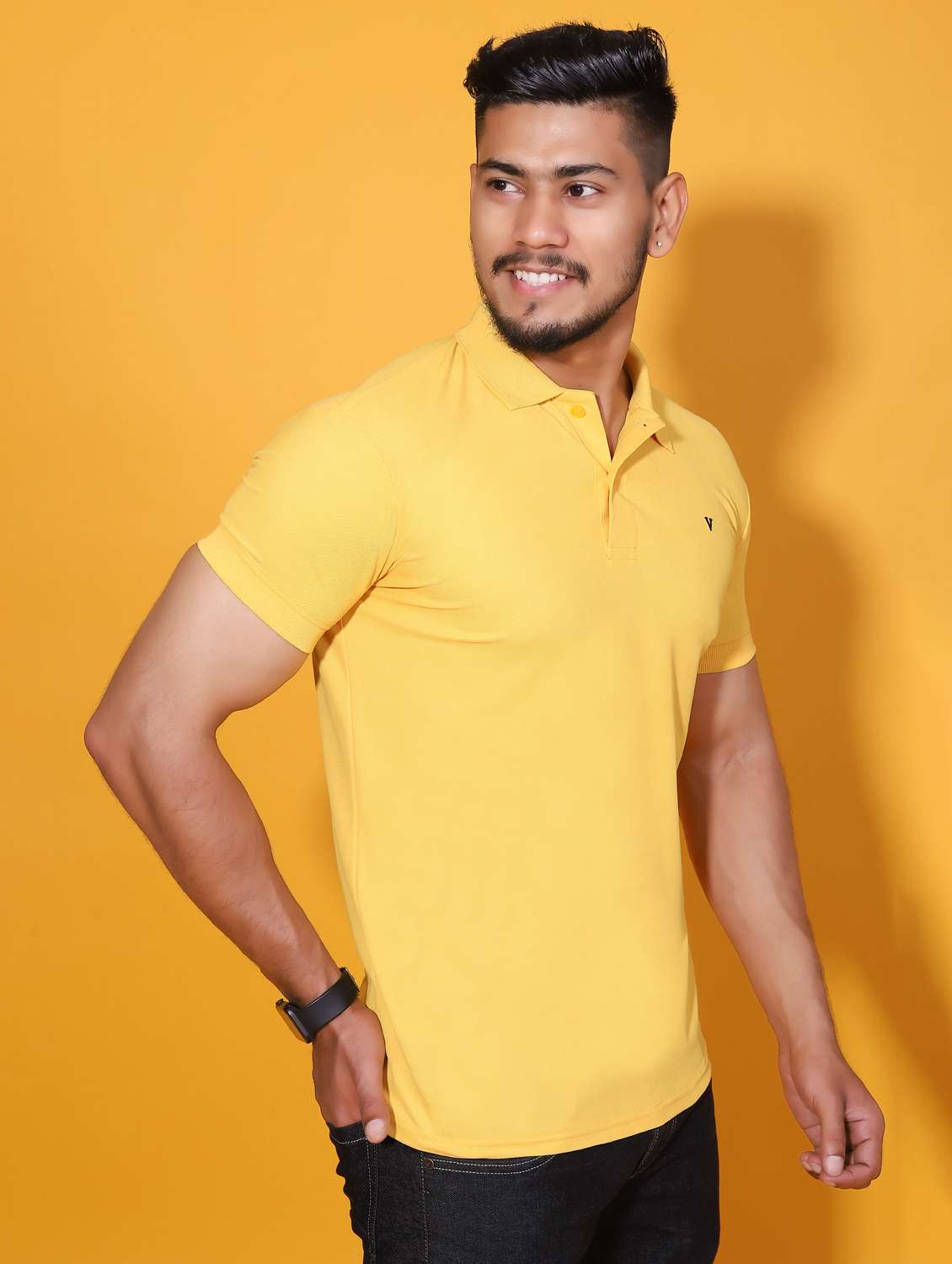 men solid mustard cotton blend polo t-shirt - 20409259 -  Standard Image - 2