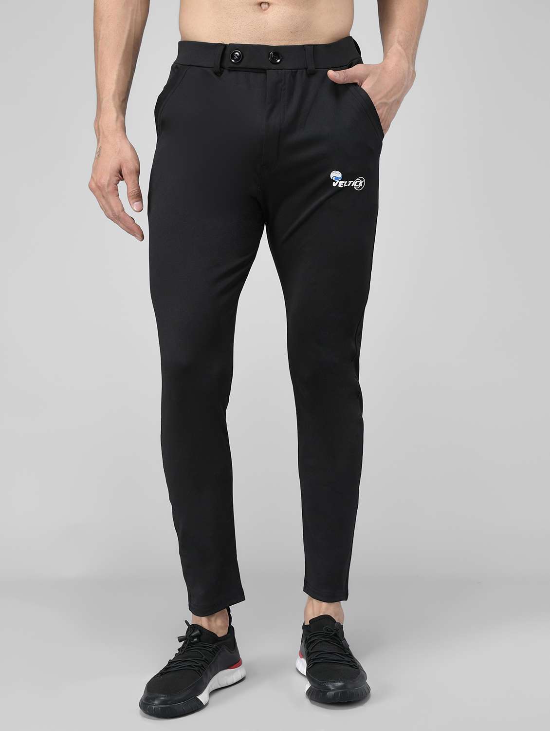 men's solid ankle length track pant