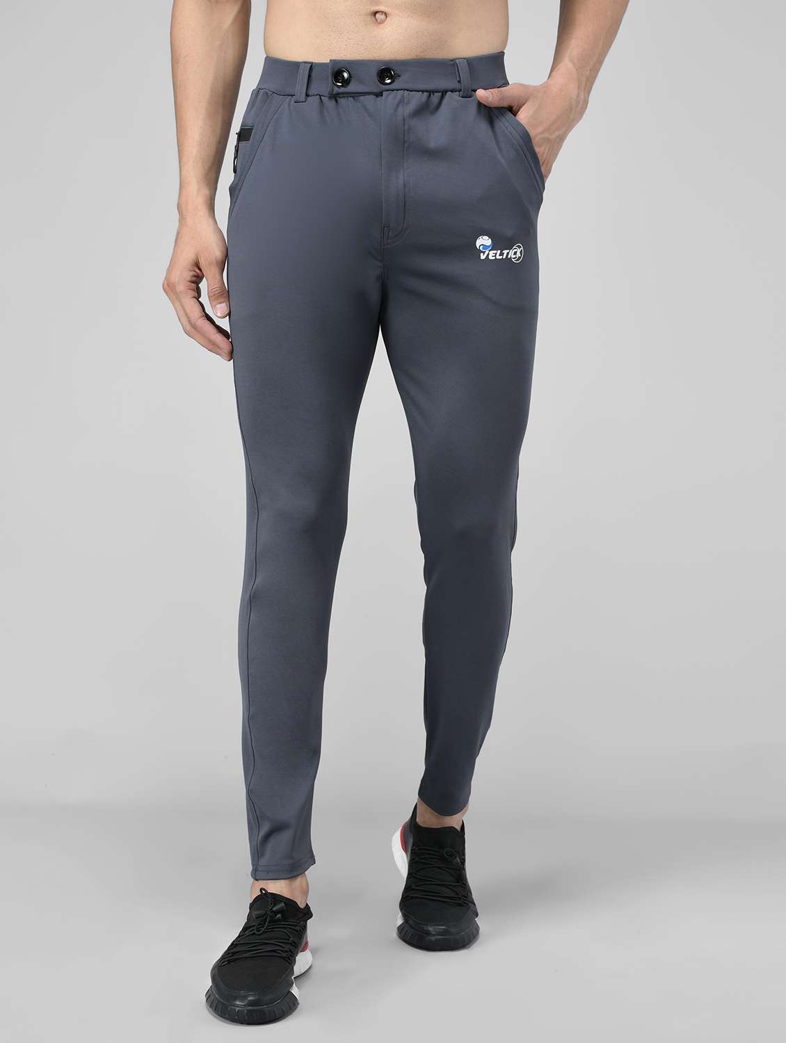 men's solid ankle length track pant