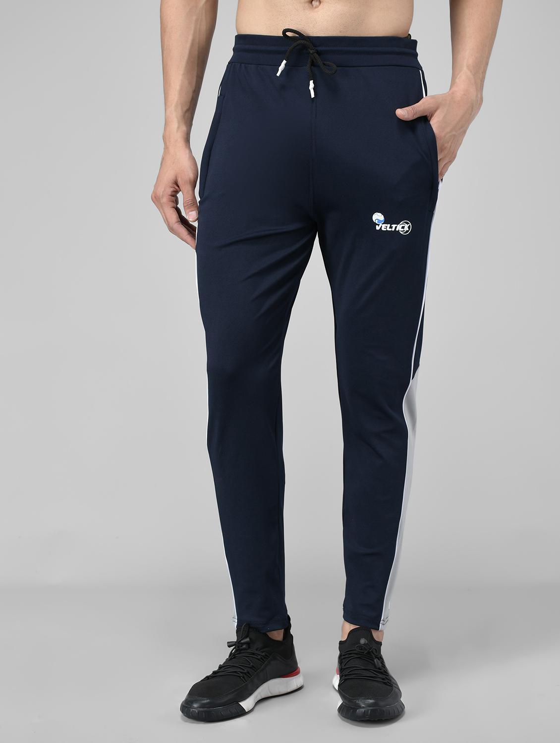 men's color block ankle length track pant