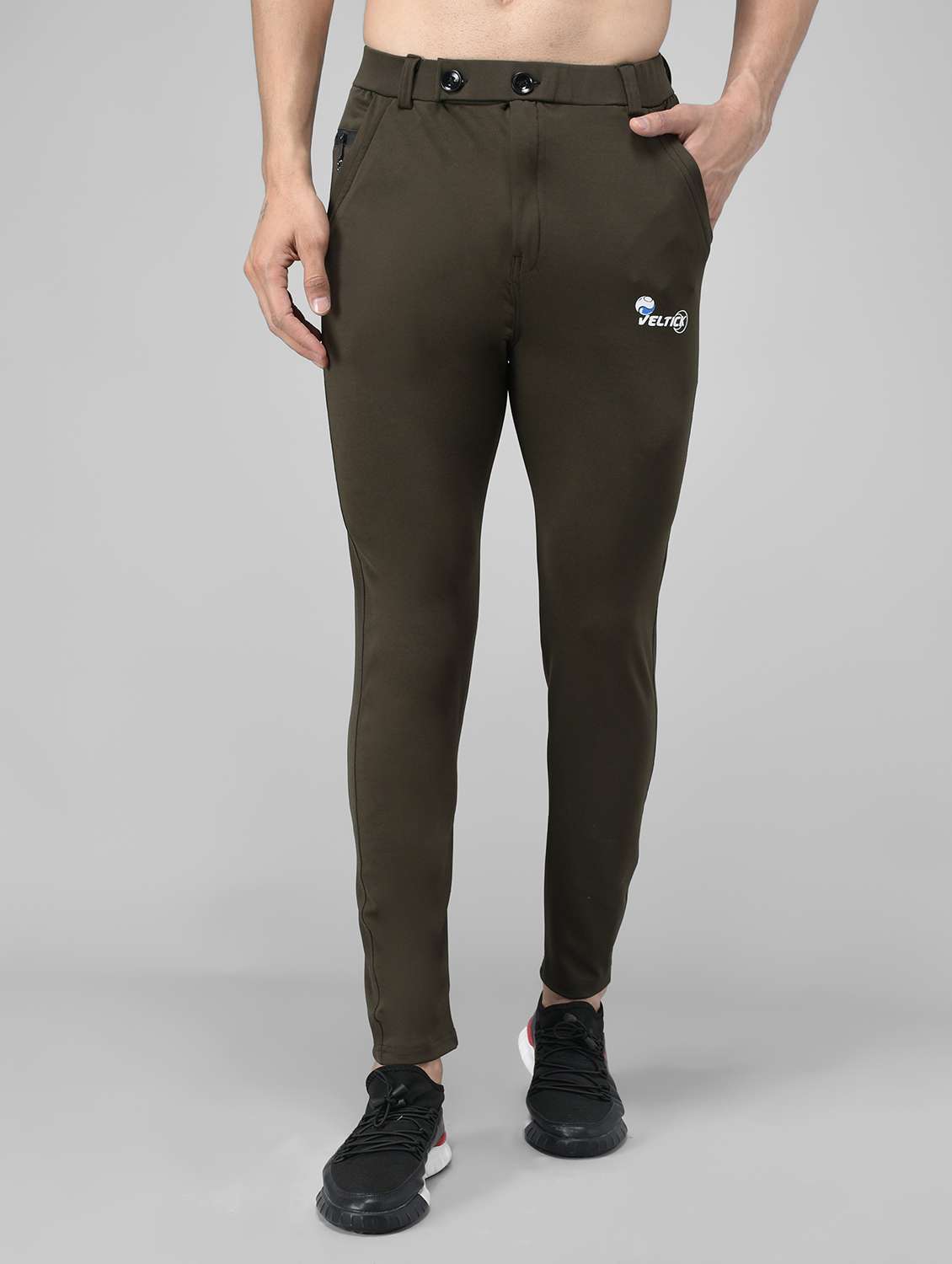 men's solid ankle length track pant