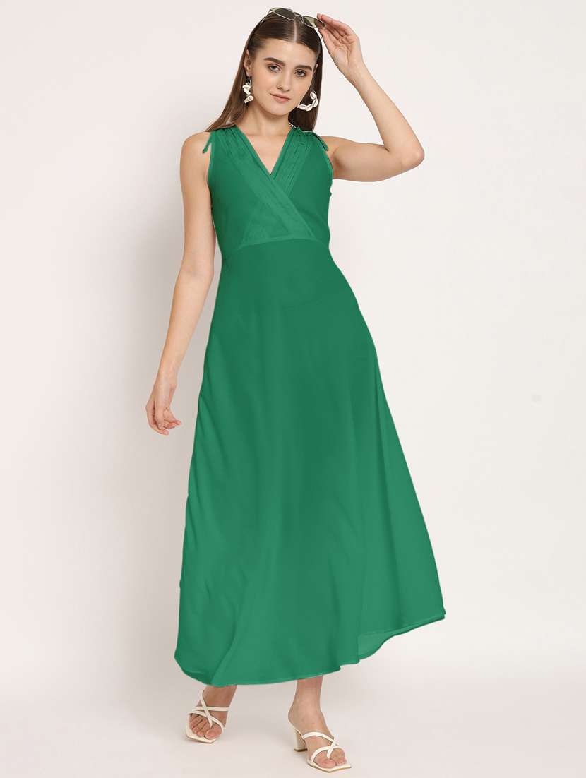 women green georgette a-line dress