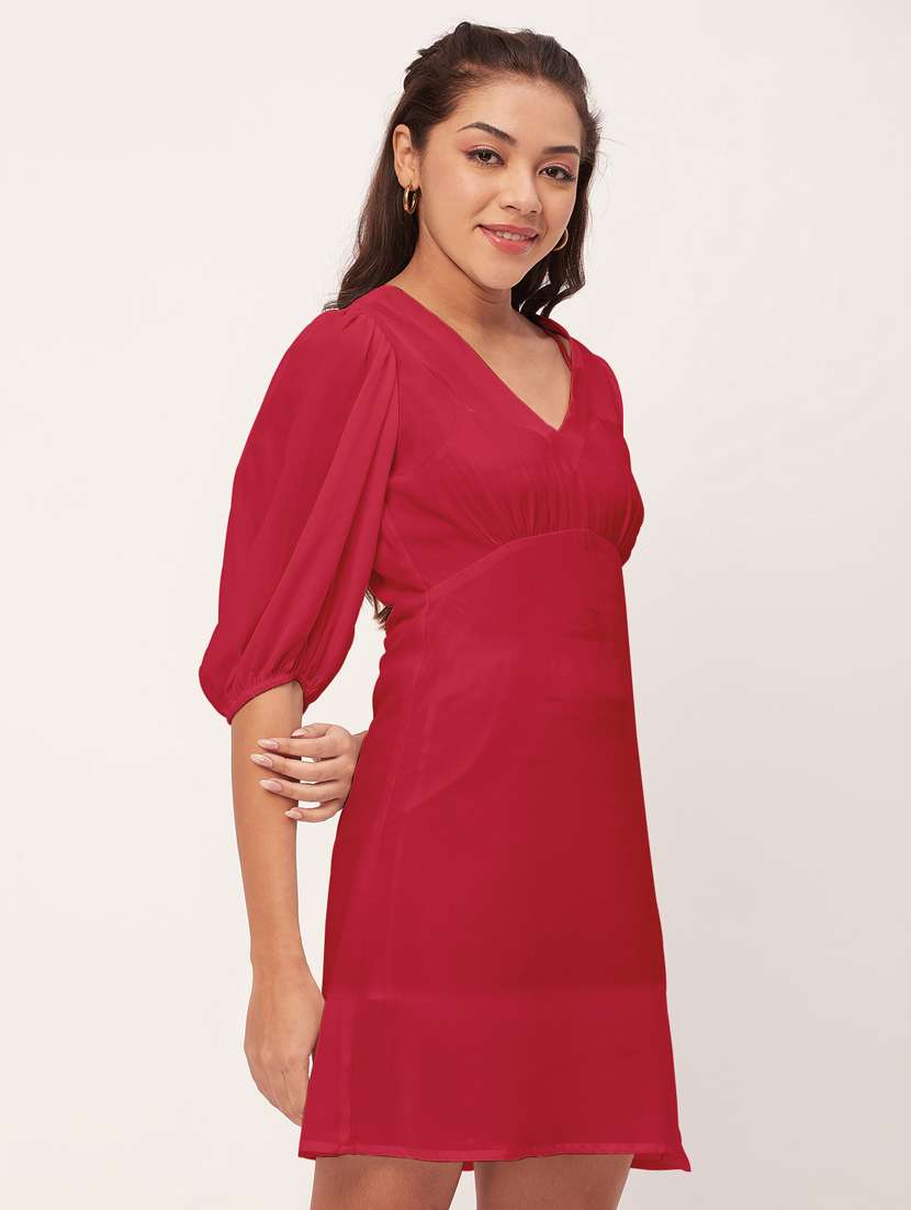 women red georgette a-line dress - 20409390 -  Standard Image - 2