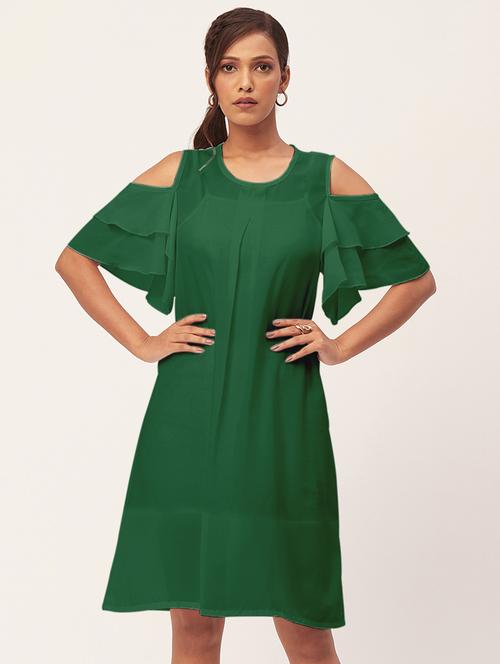 women green georgette a-line dress - 20409399 -  Standard Image - 0