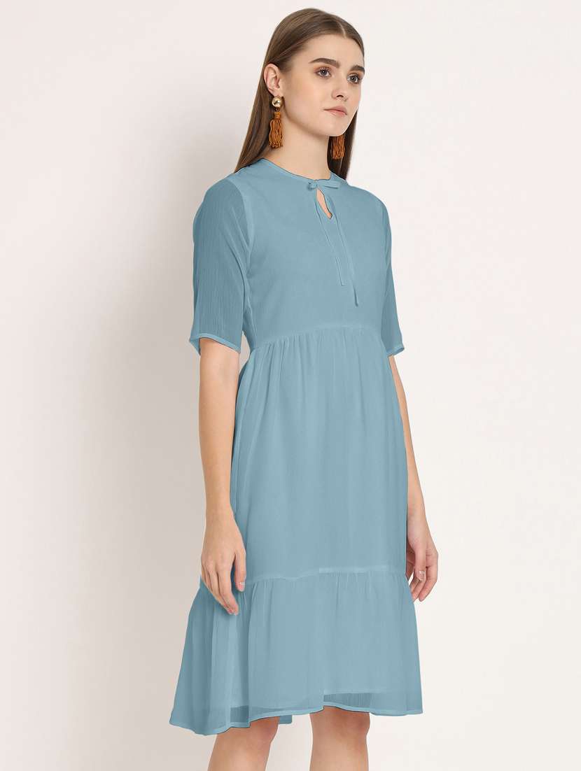 women blue poly chiffon tiered dress  - 20409405 -  Standard Image - 2