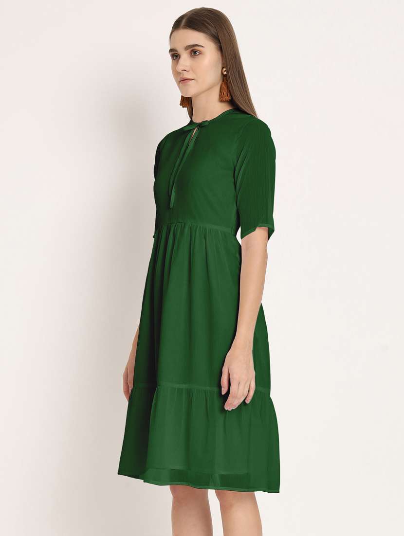 women green poly chiffon tiered dress - 20409409 -  Standard Image - 2