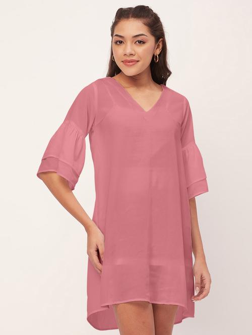rosewater solid bell sleeves a-line dress - 20409421 - Standard Image - 0