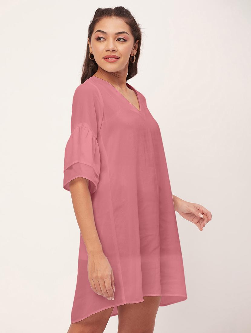 rosewater solid bell sleeves a-line dress - 20409421 - Standard Image - 2
