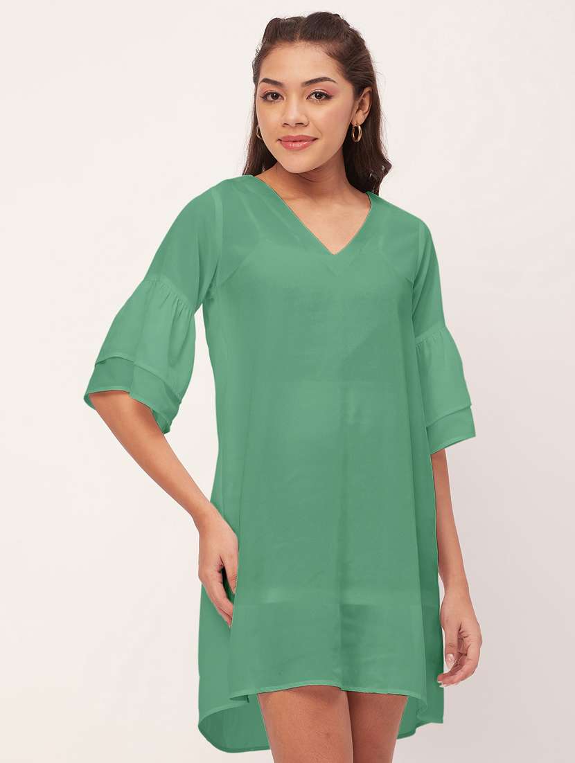 women neo mint georgette a-line dress