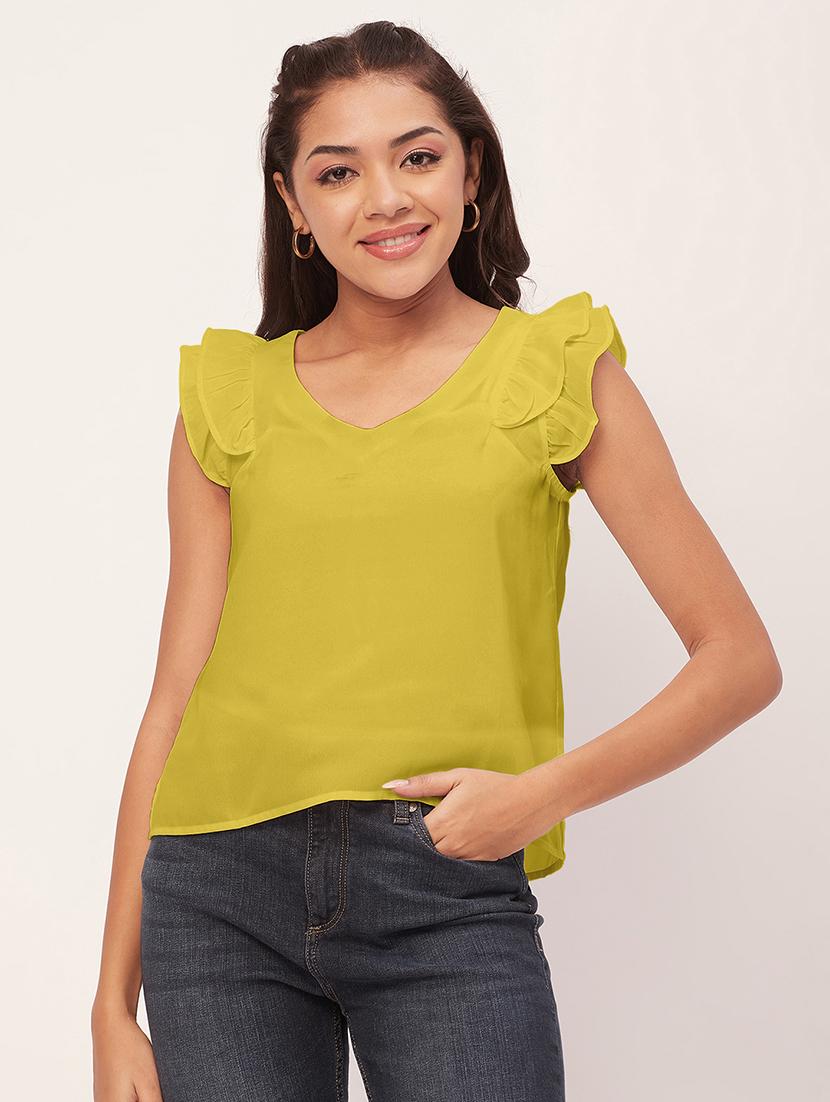 women yellow poly moss straight top - 20409557 - Zoom Image - 0