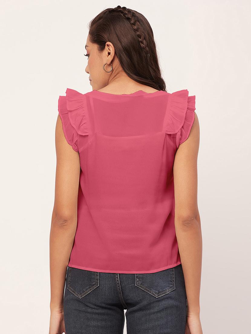 women green poly moss straight top - 20409559 - Standard Image - 2