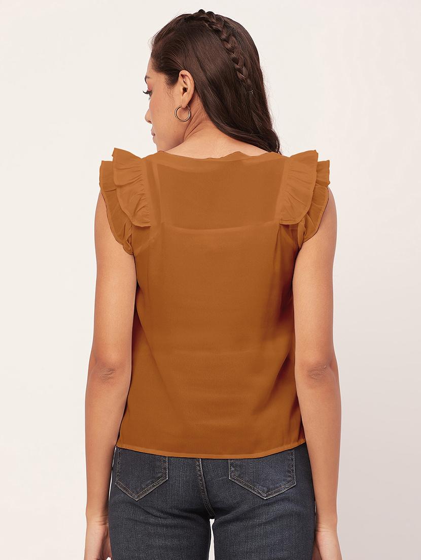 women brown poly moss straight top - 20409560 - Standard Image - 2