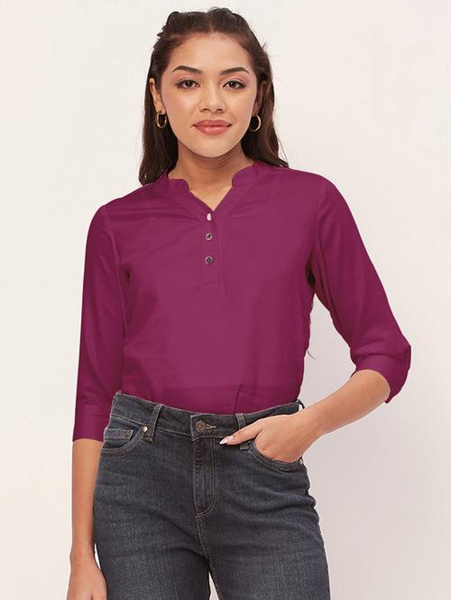 women pink satin regular top - 20409566 -  Standard Image - 0