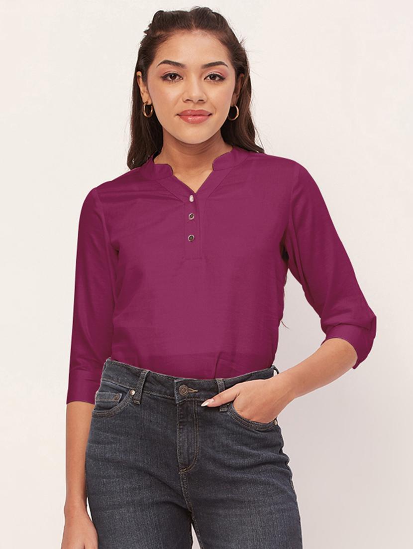 women pink satin regular top - 20409566 -  Zoom Image - 0
