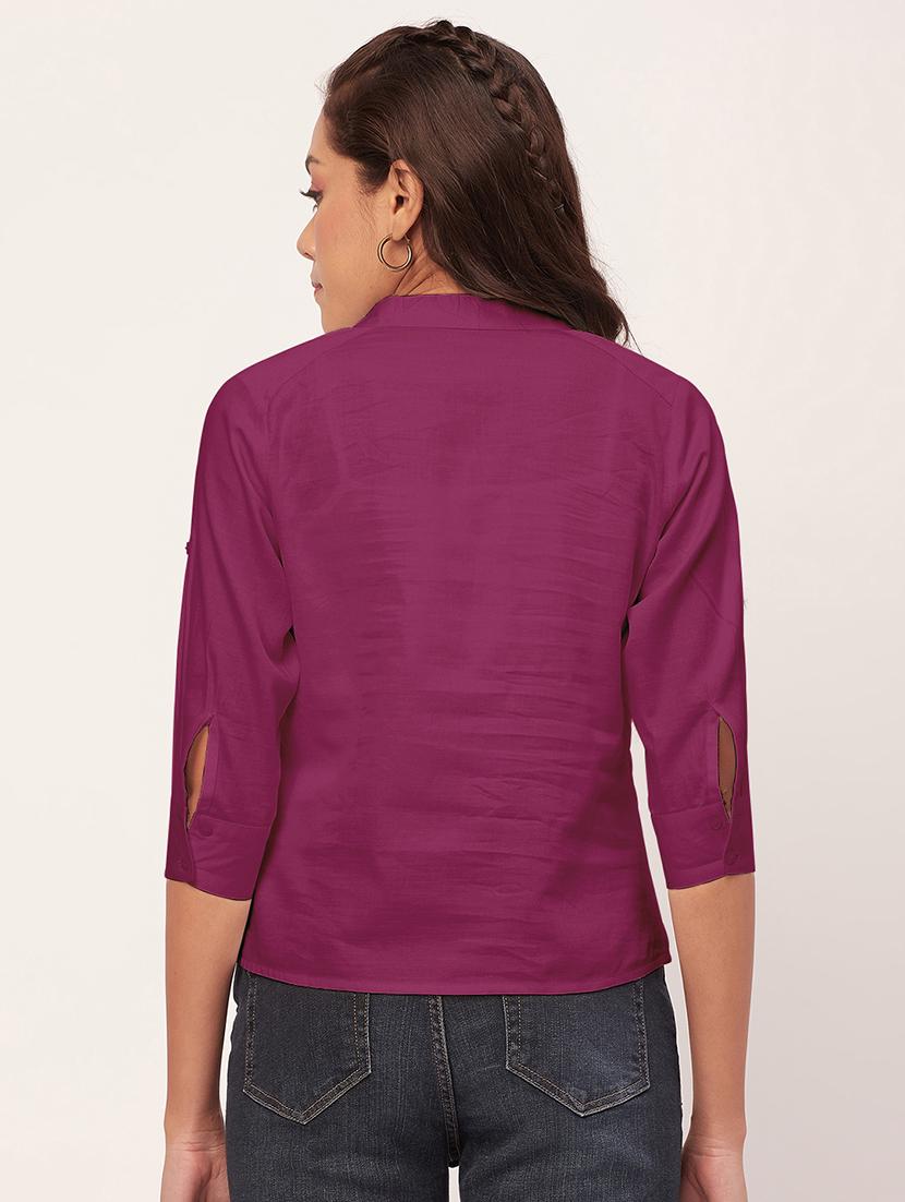 women pink satin regular top - 20409566 - Standard Image - 2