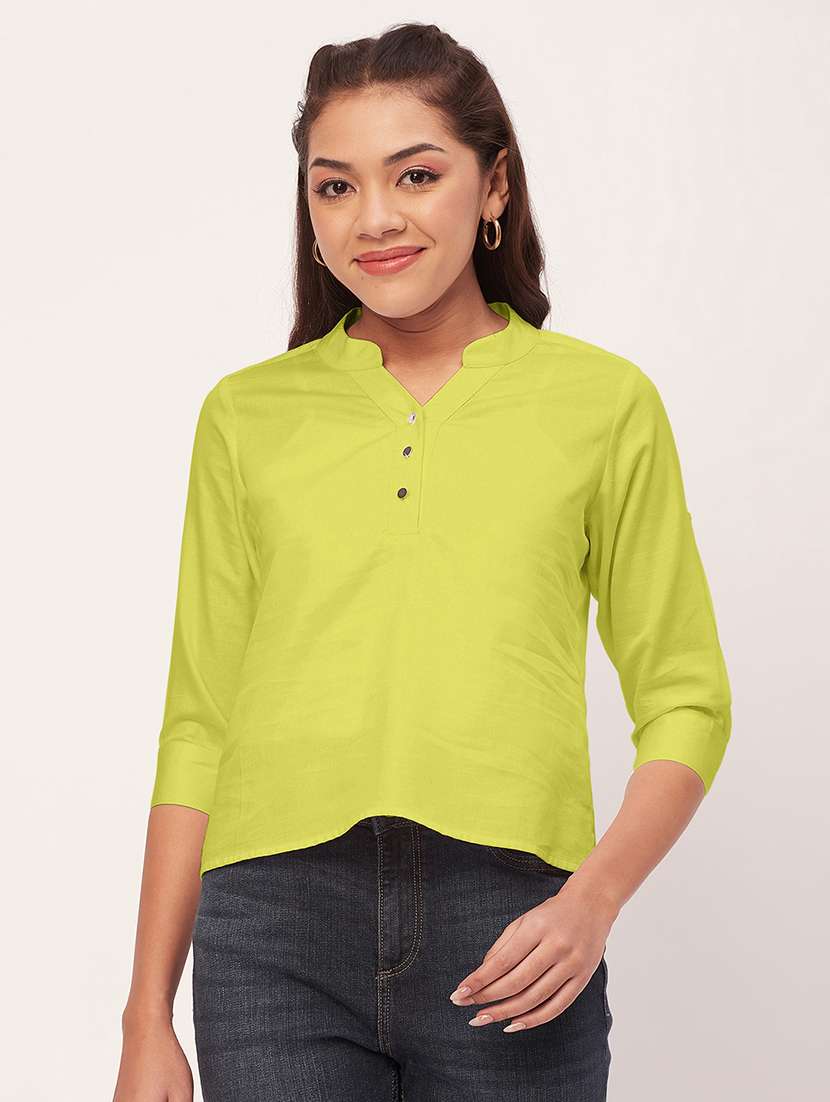 women yellow satin regular top - 20409571 -  Zoom Image - 0