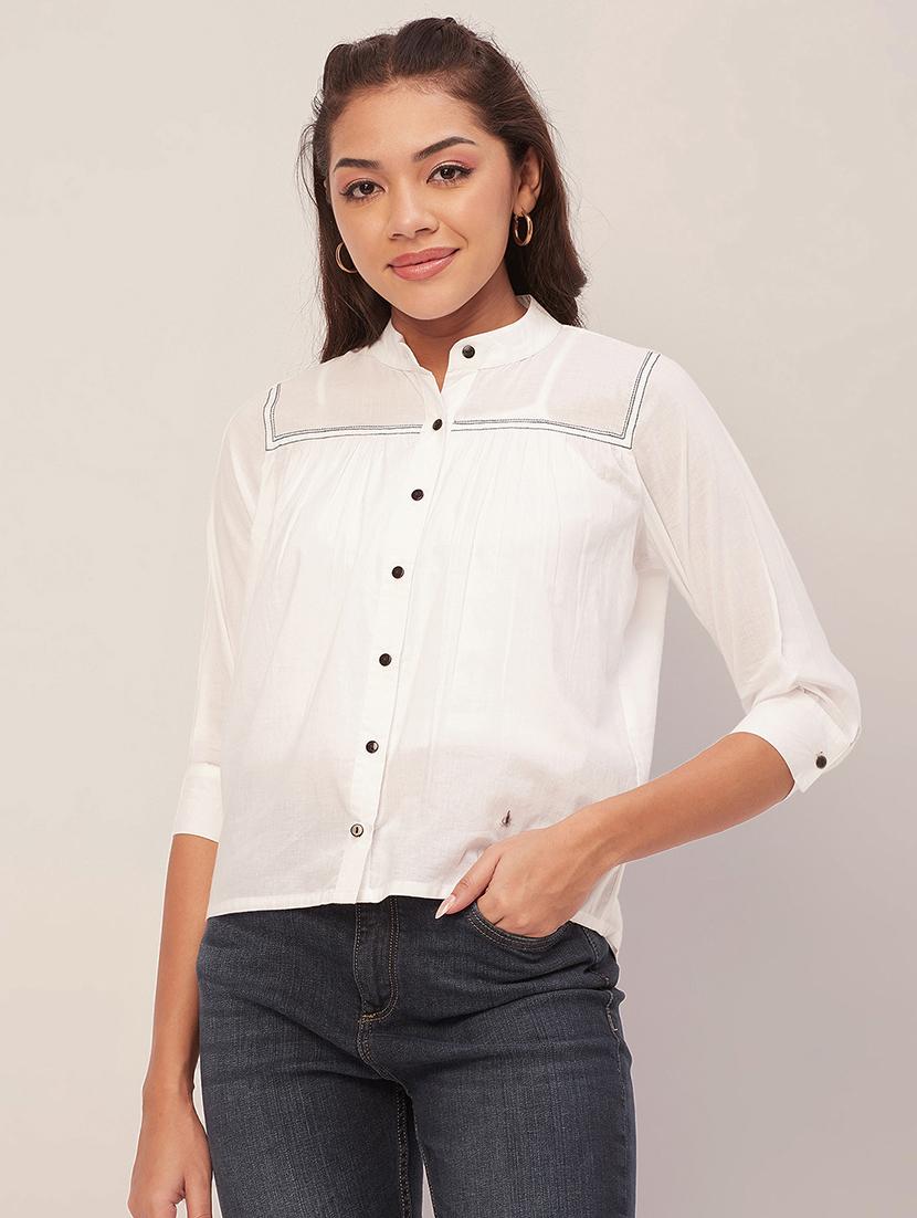 women white cotton straight top - 20409578 - Zoom Image - 0