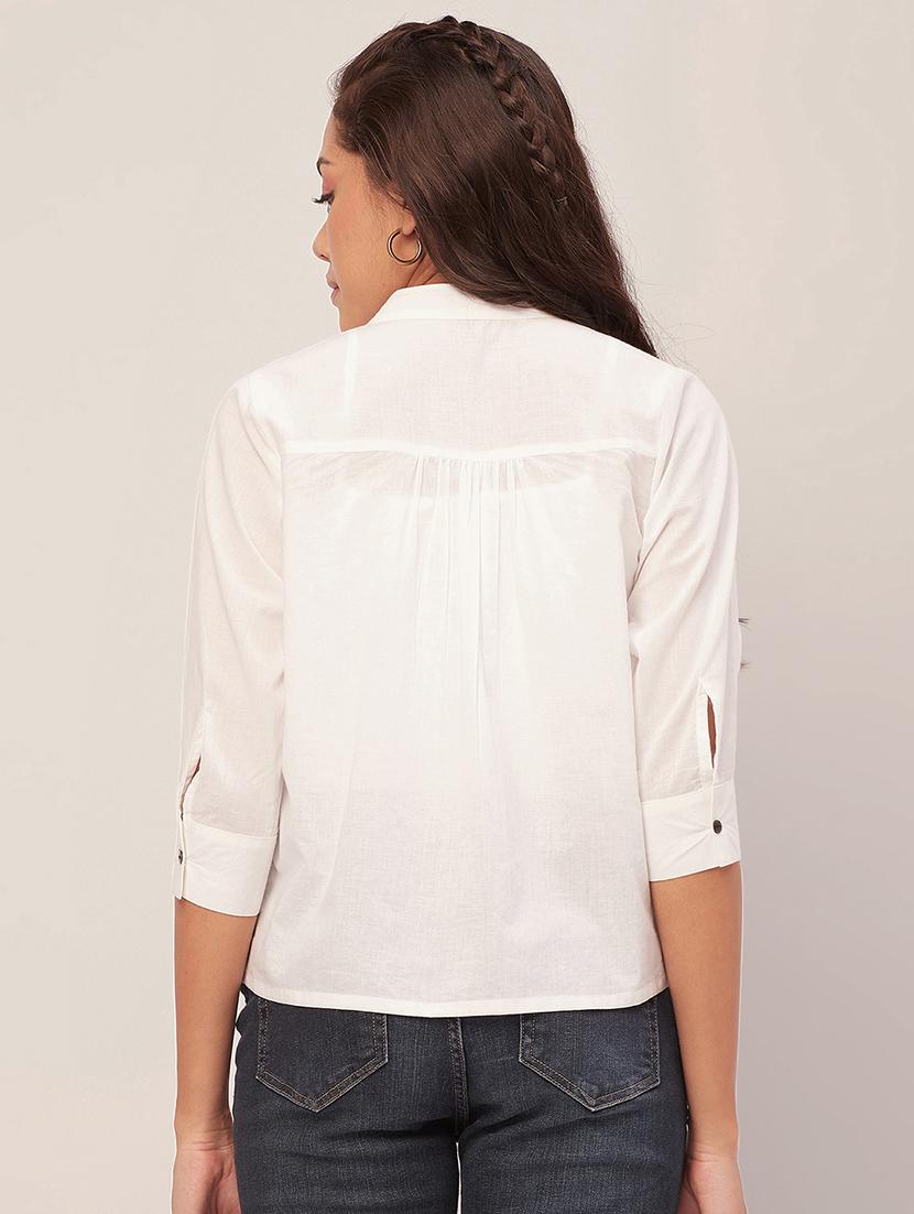 women white cotton straight top - 20409578 - Standard Image - 2