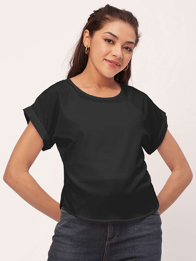 women black crepe blouson top - 20409584 - Zoom Image - 0
