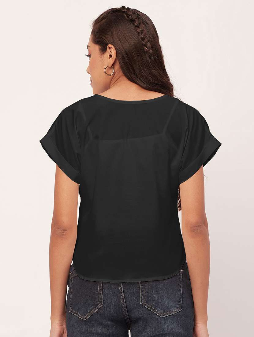women black crepe blouson top - 20409584 - Standard Image - 2