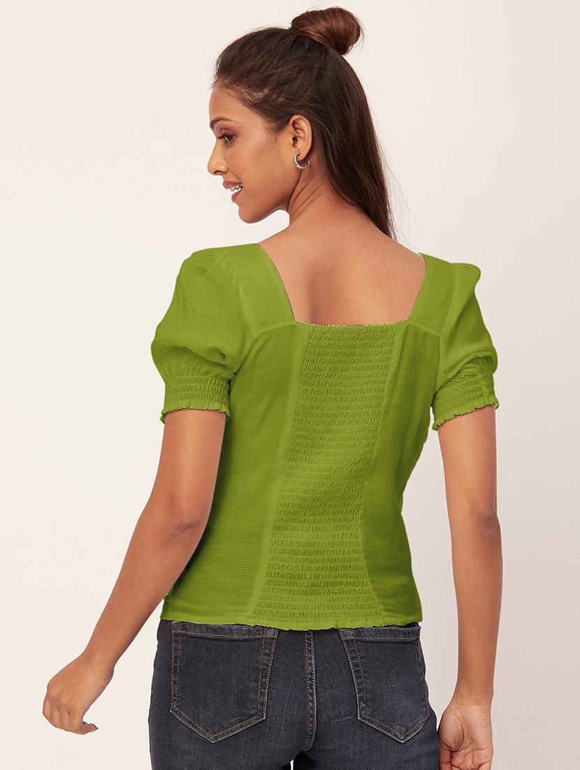 women green viscose regular top - 20409586 - Standard Image - 2