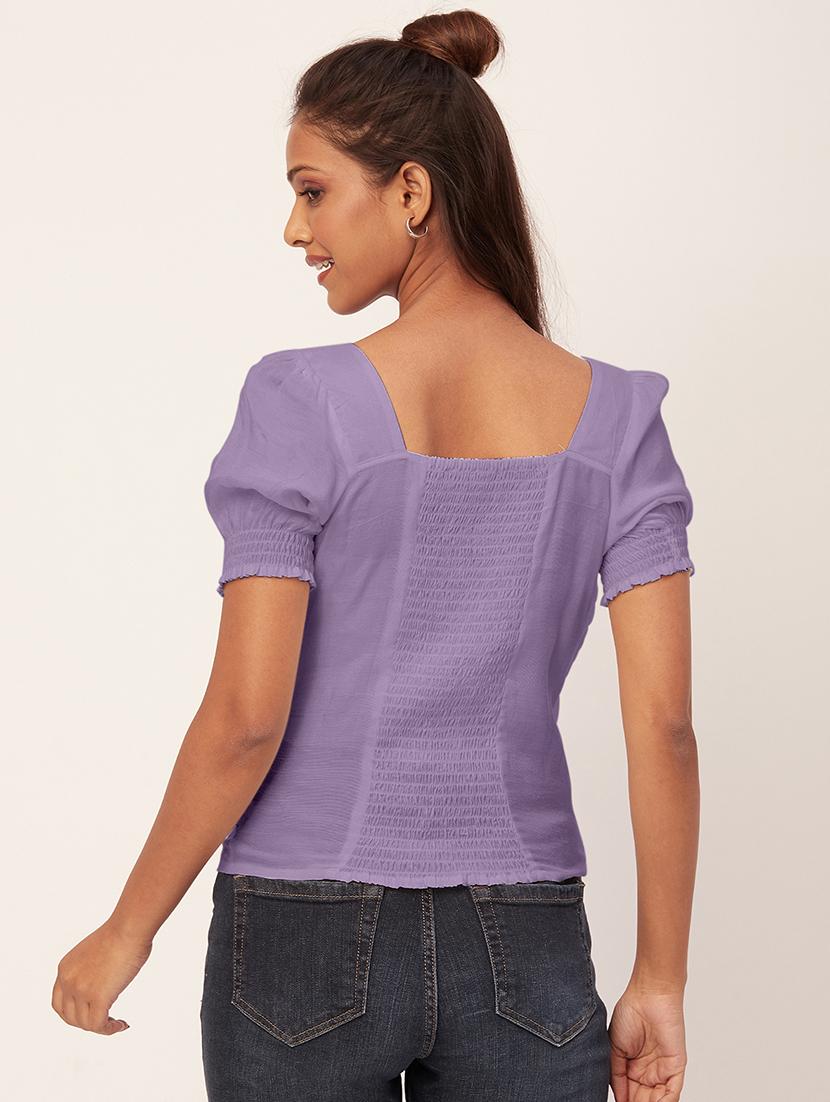 women purple viscose regular top - 20409587 - Standard Image - 2