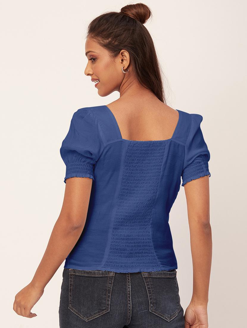 women blue viscose regular top - 20409588 - Standard Image - 2