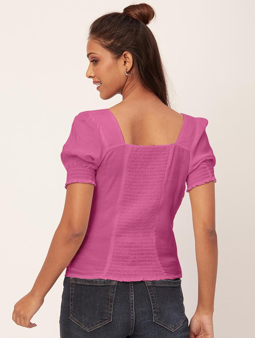 women pink viscose blouson top - 20409590 - Standard Image - 2